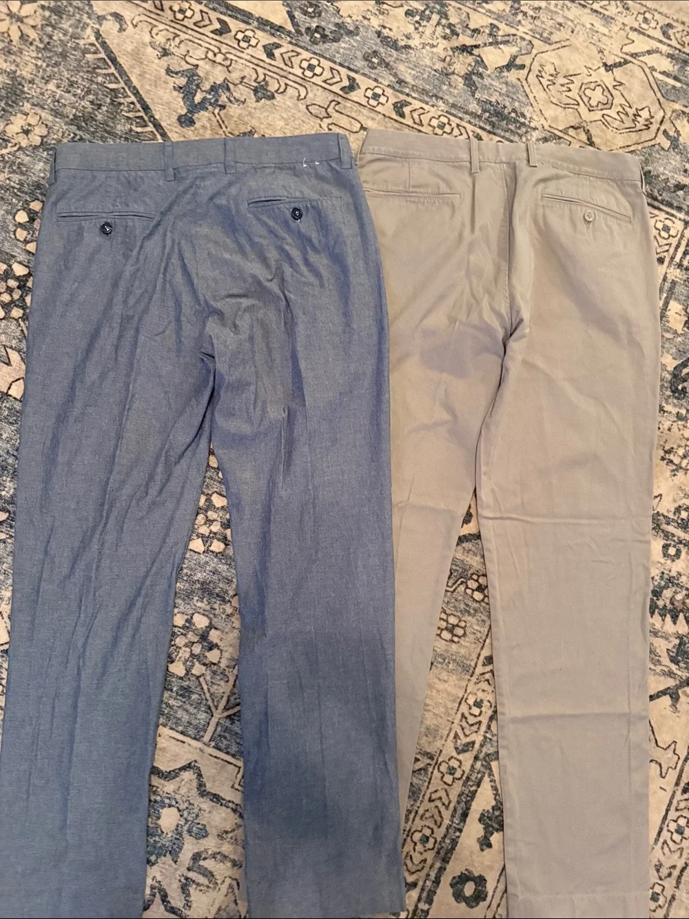 J. Crew Men's Blue and Khaki Chinos - Slim Casual Trousers